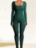 2024 New European and American seamless yoga jumpsuit dance fitness sports jumpsuit tight long-sleeved yoga suit wom - L - Black