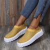 Bling Bling Female Mesh Platform Vulcanized Shoes - Black - 10