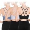 3Packs Women Cross Back Sport Bras Padded Strappy Medium Support Bras - Black+White+Blue - XL