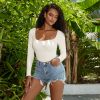 2 Pcs Long Sleeve Bodysuit Jumpsuit for Women, Seamless Ribbed Square Neck Shapewear for Women - L - Lightcoffee+Pink