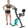 Folding Exercise Bike, Fitness Upright and Recumbent X-Bike with 10-Level Adjustable Resistance, Arm Bands and Backrest - as Pic