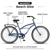 S26204 26 Inch Beach Cruiser Bike for Men and Women, Steel Frame, Single Speed Drivetrain, Upright Comfortable Rides, Multiple Colors - as Pic