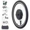 24in 1000W Front Drive With Tires Bicycle Modification Parts Black - as picture