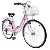 26in 150kg High Carbon Steel V Brake 7 Speed commuter Bike Pink - as picture
