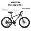 S24102 24 Inch Mountain Bike Boys Girls, Steel Frame, Shimano 21 Speed Mountain Bicycle with Daul Disc Brakes and Front Suspension MTB - as Pic