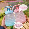 Kawaii Water Bottle with Straw 37.2oz Large Capacity Portable Sports Bottle - Pink
