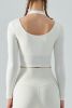 Halter Neck Long Sleeve Cropped Sports Top - Black - S